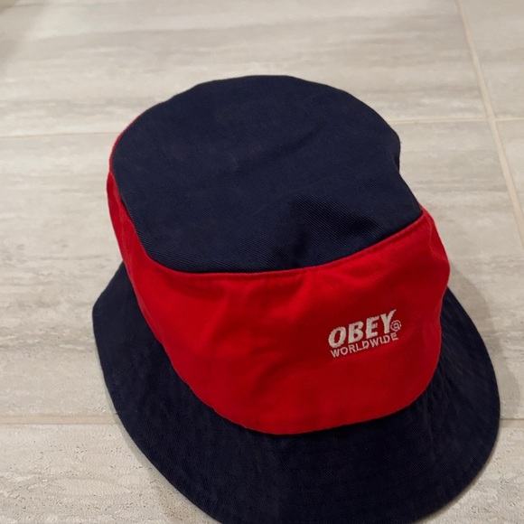 Obey Two-Tone Red and Black Bucket Hat - Picture 3 of 7